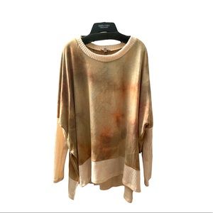 White Birch soft tie-dye oversized top, size L